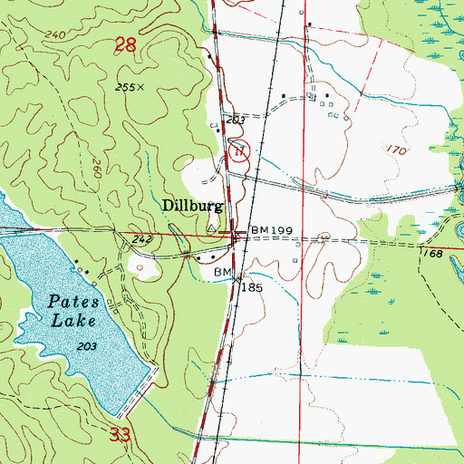 Topographic Map of Dillburg, AL