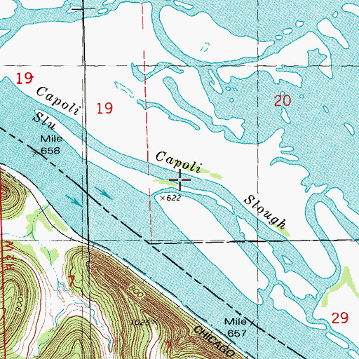 Topographic Map of Capoli Slough, WI