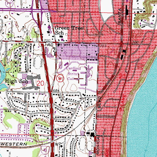 Topographic Map of Cardinal Stritch University, WI