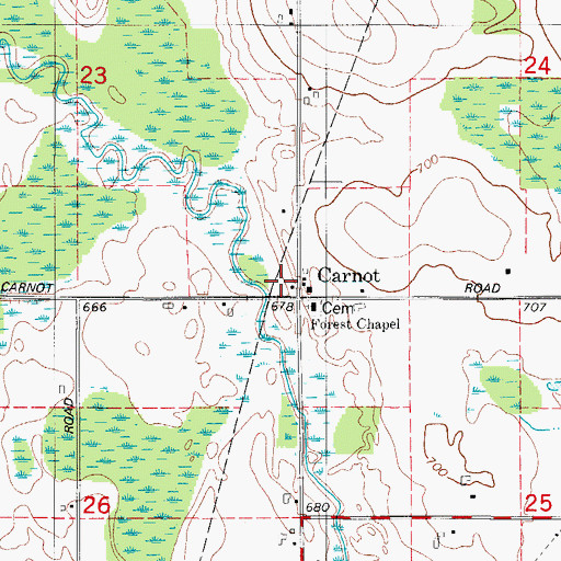 Topographic Map of Carnot, WI