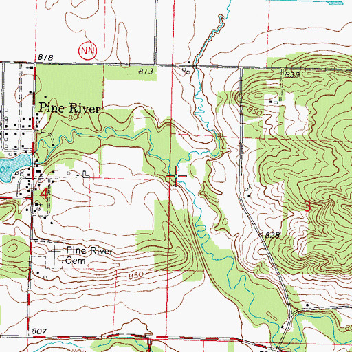Topographic Map of Carpenter Creek, WI