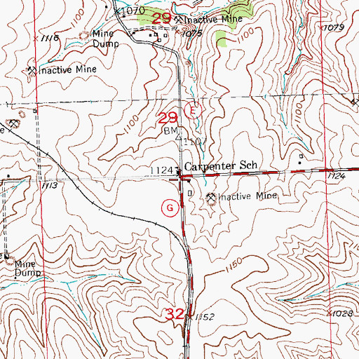 Topographic Map of Carpenter School, WI