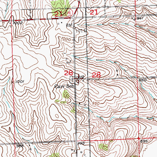 Topographic Map of Carr School, WI