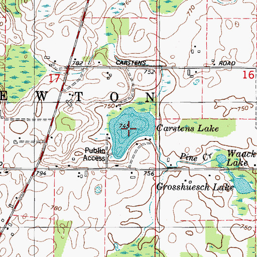 Topographic Map of Carstens Lake, WI