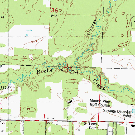 Topographic Map of Carter Creek, WI
