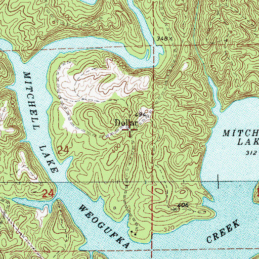Topographic Map of Dollar, AL