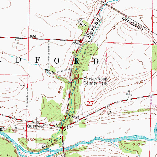 Topographic Map of Carver-Roehl County Park, WI