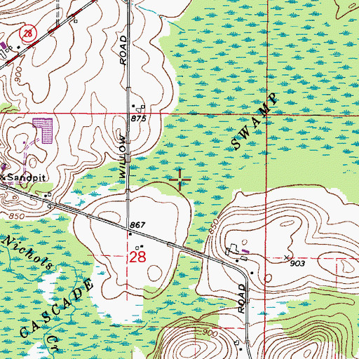 Topographic Map of Cascade Swamp, WI
