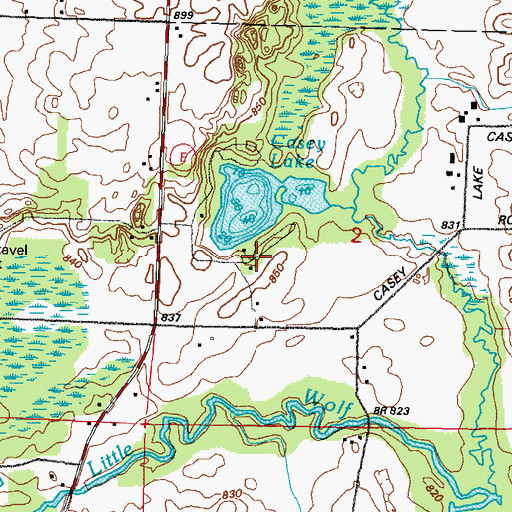 Topographic Map of Casey Lake, WI