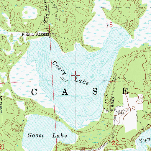 Topographic Map of Casey Lake, WI