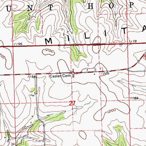 Topographic Map of Casler Cemetery, WI