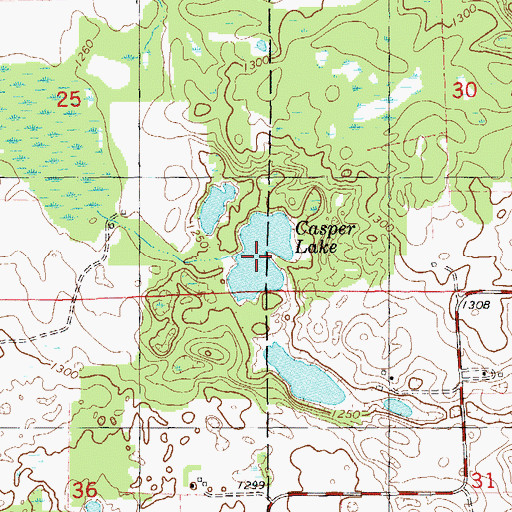 Topographic Map of Casper Lake, WI