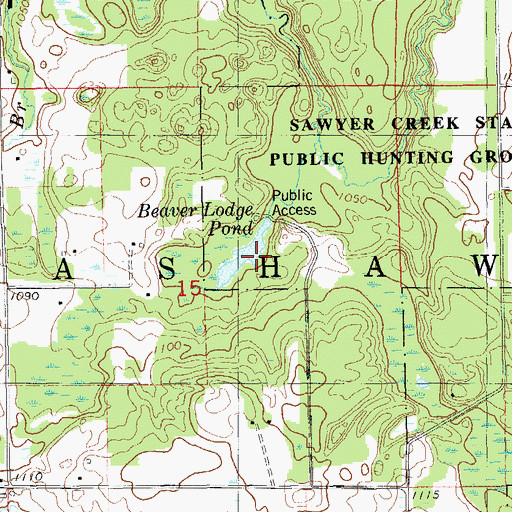 Topographic Map of Beaver Lodge Pond, WI