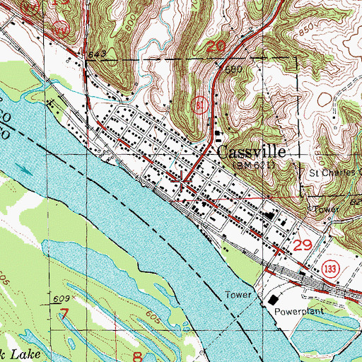 Topographic Map of Cassville, WI