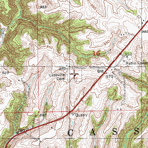 Topographic Map of Cassville Cemetery, WI