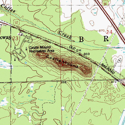 Topographic Map of Castle Mound, WI