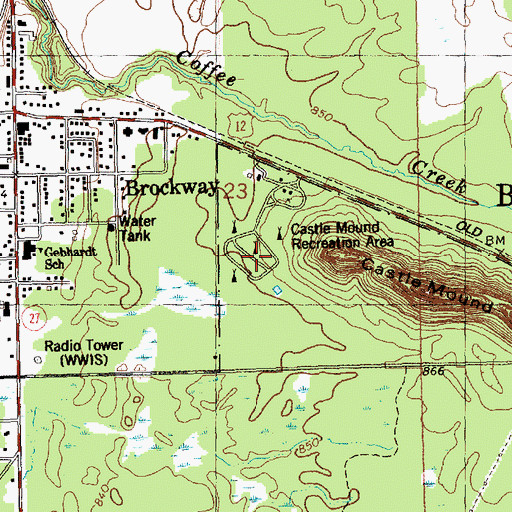 Topographic Map of Castle Mound Recreation Area, WI