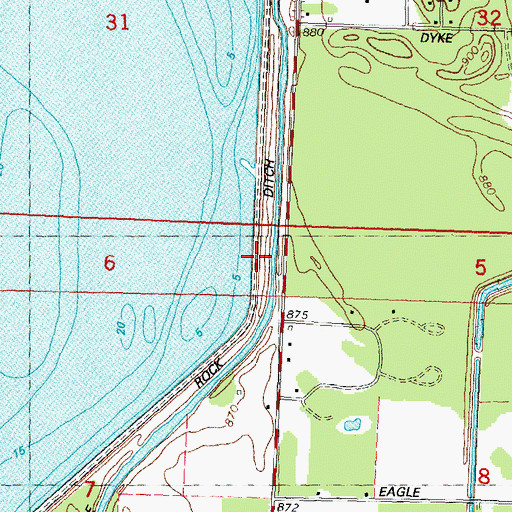 Topographic Map of Castle Rock Ditch, WI