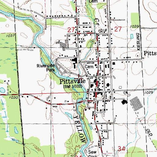 Topographic Map of Cat Creek, WI