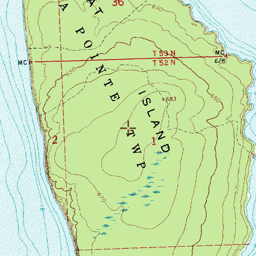 Topographic Map of Cat Island, WI