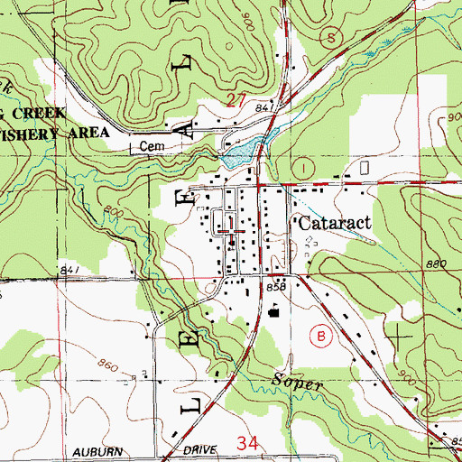 Topographic Map of Cataract, WI