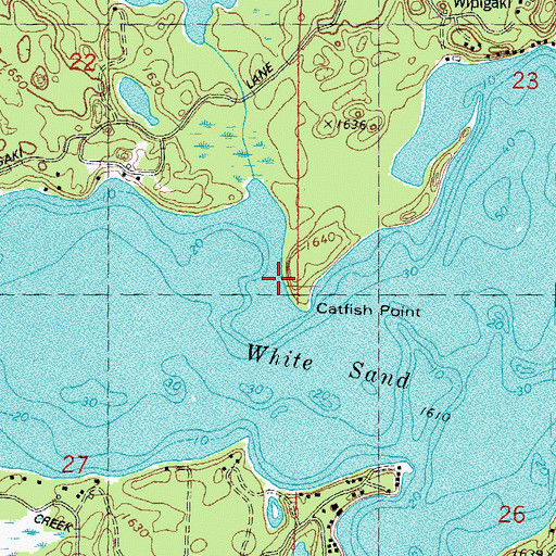 Topographic Map of Catfish Point, WI