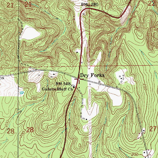 Topographic Map of Dry Forks, AL