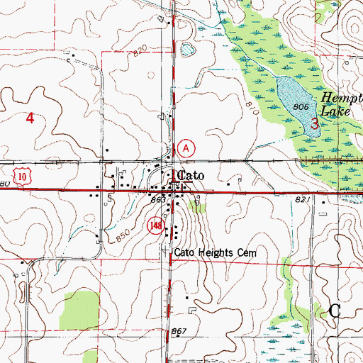 Topographic Map of Cato, WI