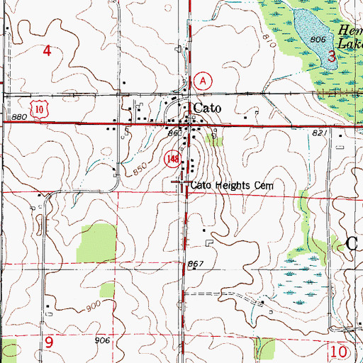 Topographic Map of Cato Heights Cemetery, WI