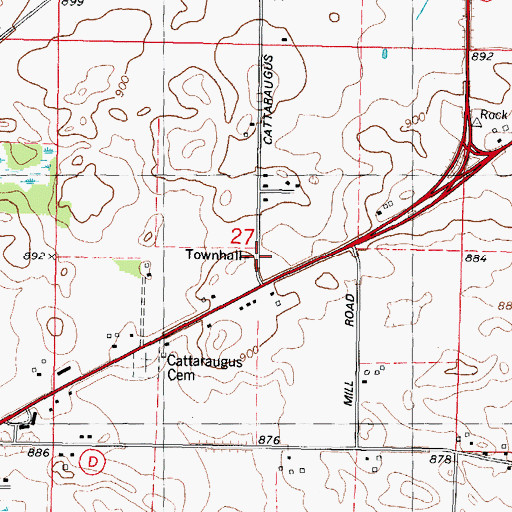 Topographic Map of Cattaraugus School (historical), WI