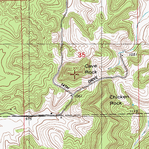 Topographic Map of Cave Rock, WI