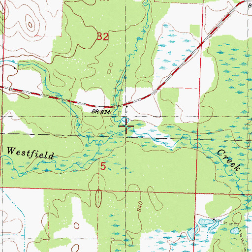 Topographic Map of Caves Creek, WI