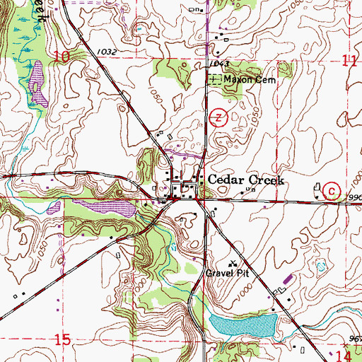 Topographic Map of Cedar Creek, WI