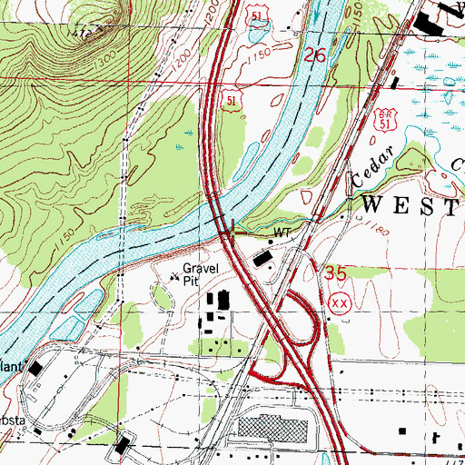 Topographic Map of Cedar Creek, WI