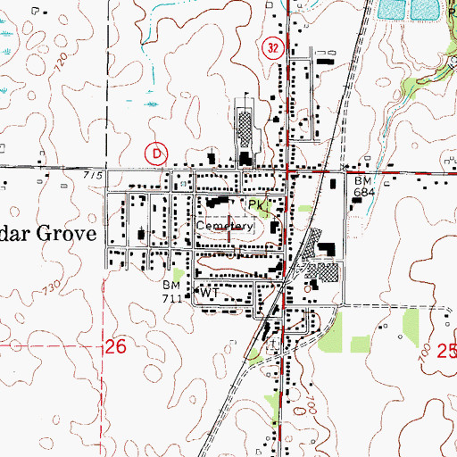 Topographic Map of Cedar Grove, WI