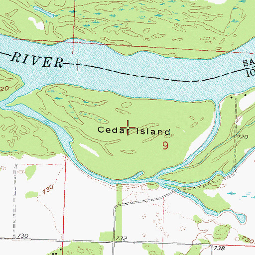 Topographic Map of Cedar Island, WI