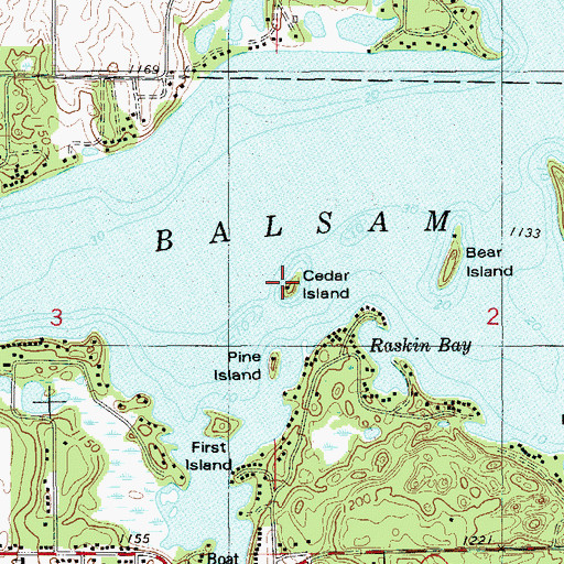 Topographic Map of Cedar Island, WI