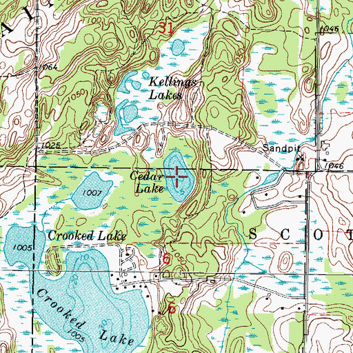 Topographic Map of Cedar Lake, WI