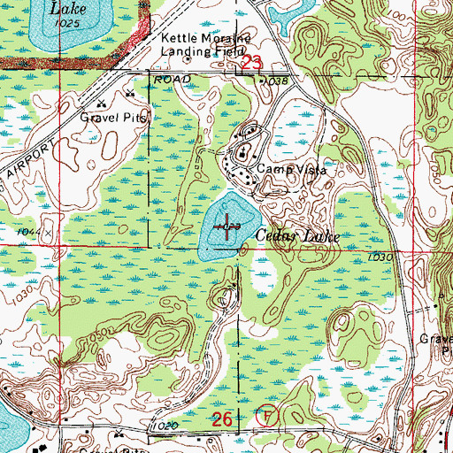 Topographic Map of Cedar Lake, WI