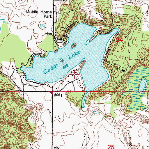 Topographic Map of Cedar Lake, WI