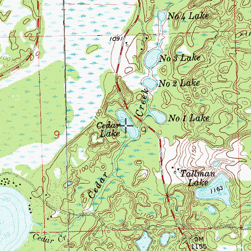 Topographic Map of Cedar Lake, WI