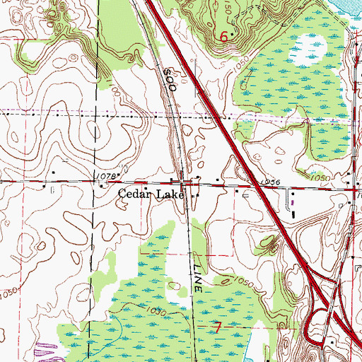Topographic Map of Cedar Lake, WI