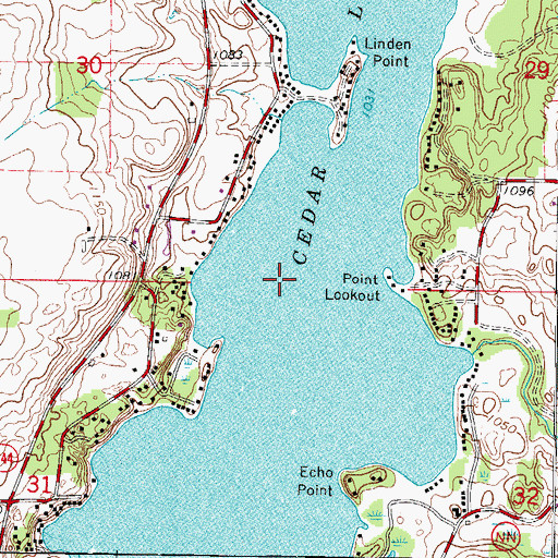 Topographic Map of Cedar Lake, WI