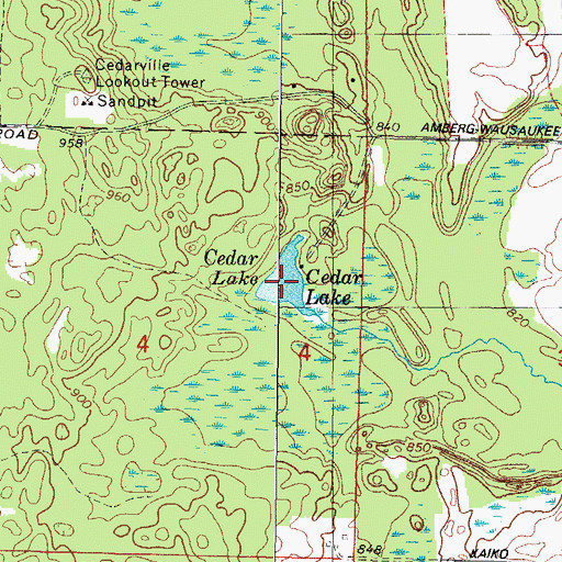 Topographic Map of Cedar Lake, WI