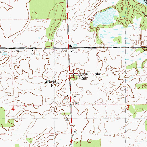 Topographic Map of Cedar Lake Cemetery, WI