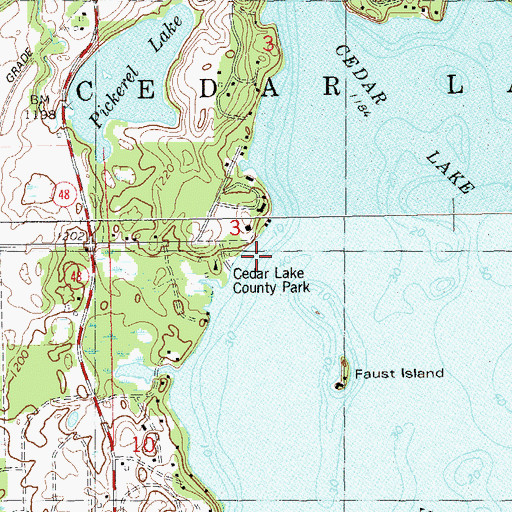 Topographic Map of Cedar Lake County Park, WI