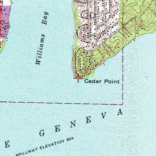 Topographic Map of Cedar Point, WI