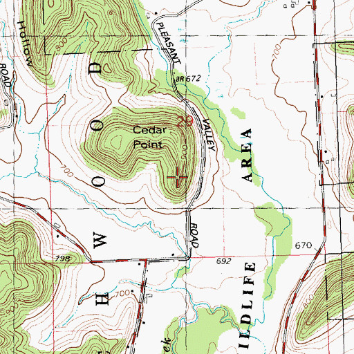 Topographic Map of Cedar Point, WI