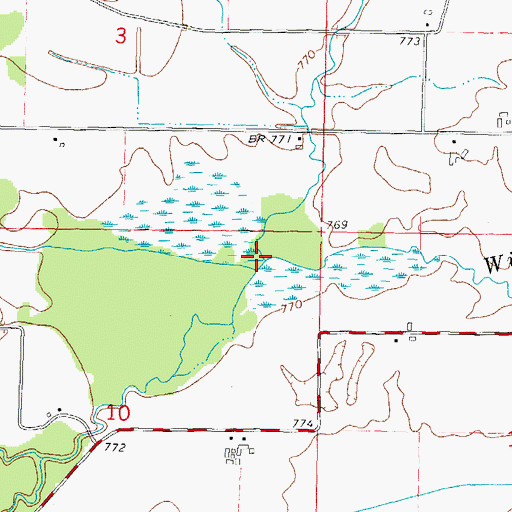 Topographic Map of Cedar Springs Creek, WI