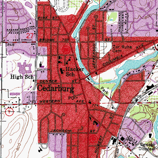Topographic Map of Cedarburg, WI